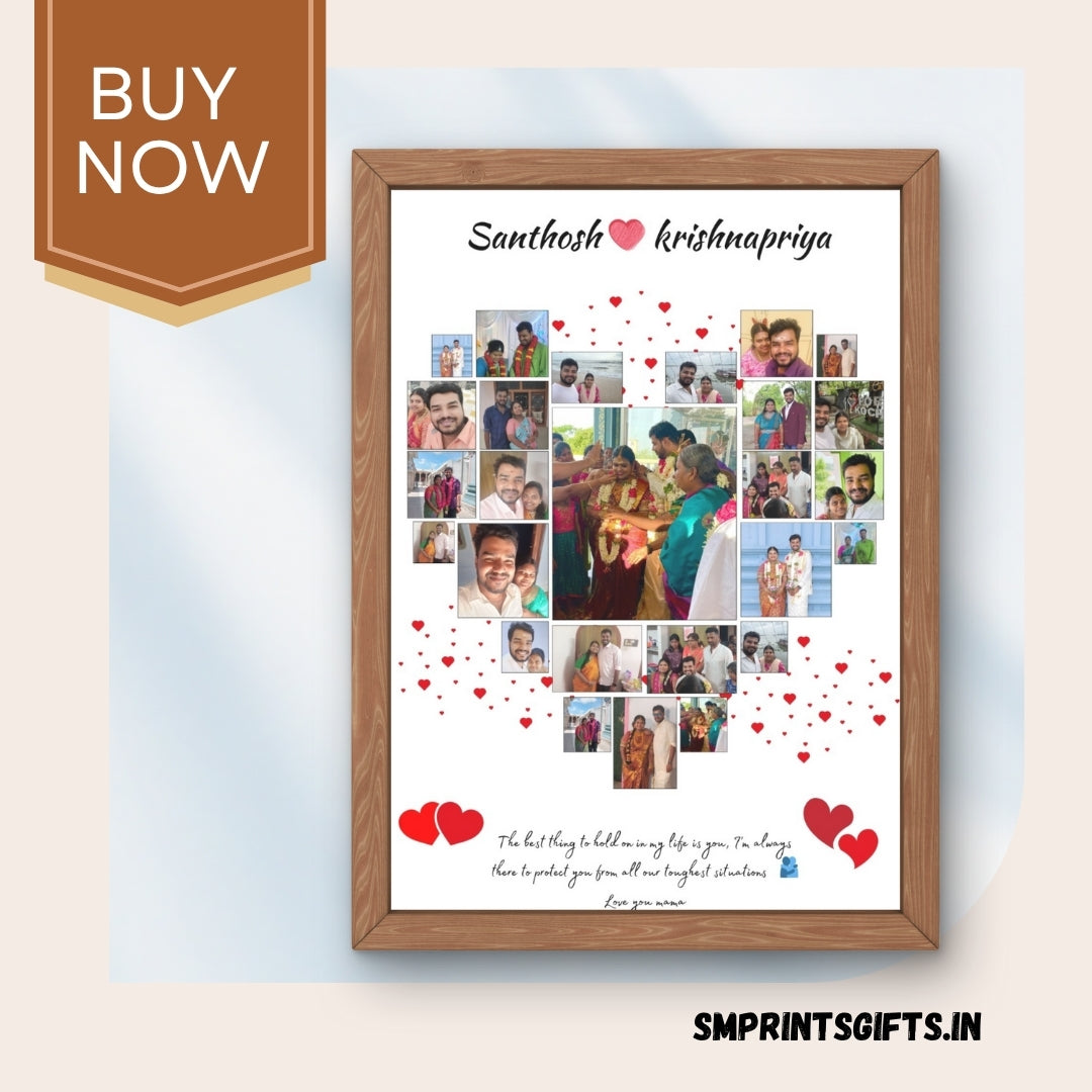 Photo Collage Frame (12x18 inch) | Custom Names & Multiple Memories