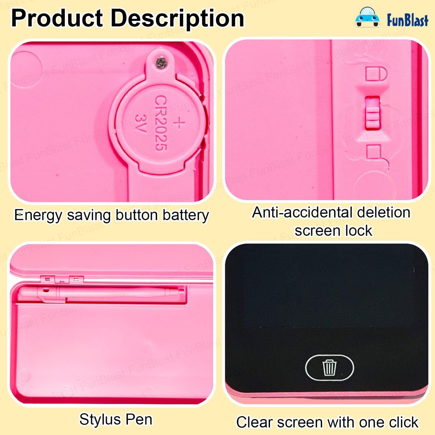 FunBlast 2-in-1 LCD Digital Slate Pencil Box | Mess-Free Drawing & Storage