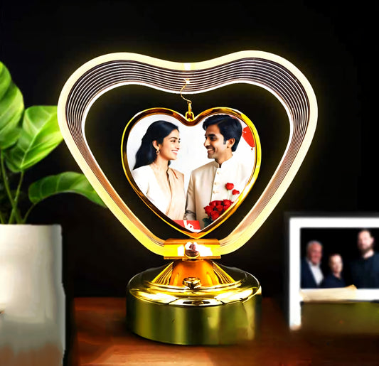 GIFY LED Lamp | Heart Shape Rotating Photo Display | Personalized with 2 Photos