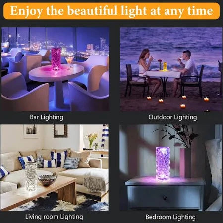 Enchanting Crystal RGB LED Touch Lamp | Night Light with Remote